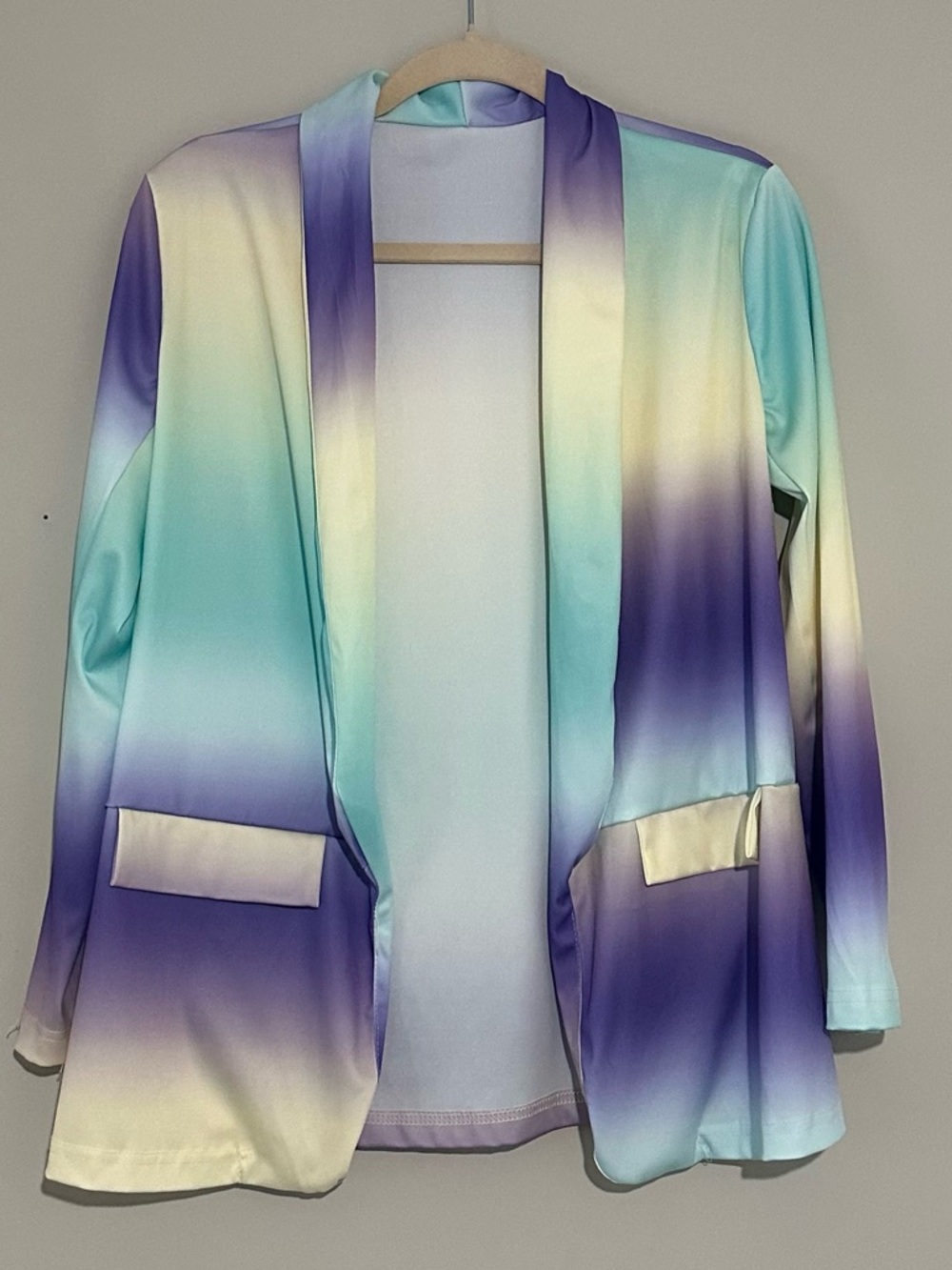 Pastel Ombre Open Front Blazer Lightweight Cardigan Jacket Small
